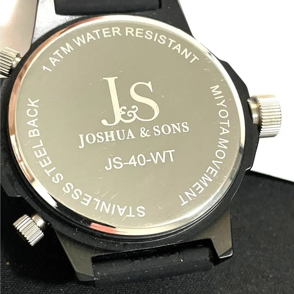 Men's Joshua & Sons JS-40-WT Triple Time Zone Military Time Date Quartz Watch - Picture 3 of 7